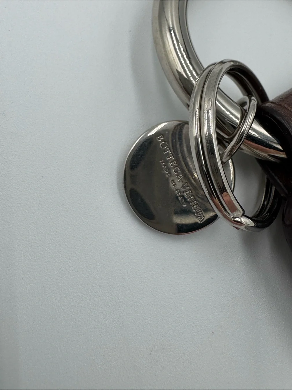 Bottega Veneta Brown Intrecciato Leather Key Ring - Unisex